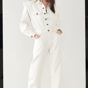 NWT AGOLDE REYNA JUMPSUIT IN PORCELAIN WHITE SIZE 8